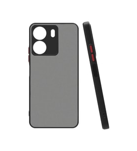 Xiaomi Redmi 13C Kılıf Hux Düğme ve Kapak Zıt Renk Kılıf (Siyah)
