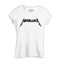 Metallica Logo II Beyaz Kadın Tshirt