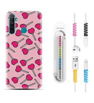 Realme 5i 5 Pro 6i 7 Pro 8 Kılıf Kablo Koruma Spiral Silikon Heart Lollipop 1414