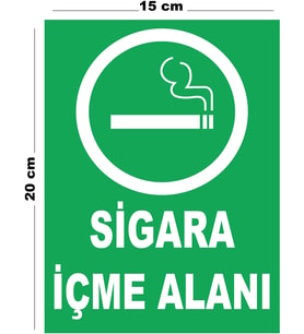 Metal Sigara İçme Alanı 15cm x 20cm Uyarı Levhası Yönlendirme Tabelası