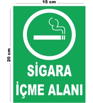 Metal Sigara İçme Alanı 15cm x 20cm Uyarı Levhası Yönlendirme Tabelası
