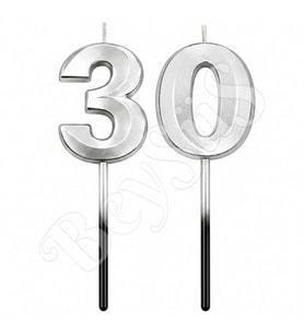30 Rakam Mum Gümüş
