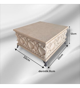 Ahşap- Ham Mdf- Desenli-takı-makyaj-aksesuar-çok Amaçlı- Ayaklı Kare Dekoratif Kutu