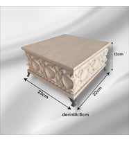 Ahşap- Ham Mdf- Desenli-takı-makyaj-aksesuar-çok Amaçlı- Ayaklı Kare Dekoratif Kutu