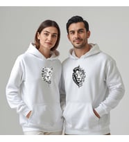 Sevgililer Günü Özel Kombin, 2 Ürün Kapüşonlu Hoodie Sweatshirt (Beyaz)