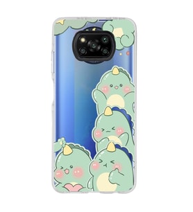 Poco X3 Pro / X3 NFC Uyumlu Sevimli Küçük Dinazor Tasarımlı Şeffaf Telefon Kılıfı