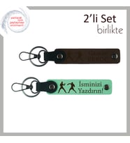 Disiplin ve Güç Simgesi, Combat Desenli, Kişisel Yazılı 2’li Anahtarlık Seti, Koyu Kahve-Açık Yeşil