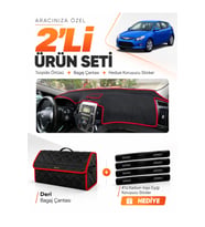 e-biz HYUNDAİ İ30 (2007-2012) Uyumlu Torpido Örtüsü + Deri Bagaj Çantası - Siyah-Kırmızı - HU004
