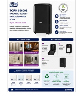 Tork 556008 Katlamalı Tuvalet Kağıdı Dispanseri Siyah