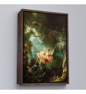 Çerçeveli Jean-Honore Fragonard Salıncağın Mutlu Kazaları Tablosu (Kahverengi)