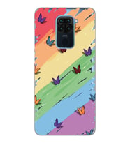 Xiaomi Redmi Note 9 Uyumlu Renk ve Kelebek Desenli Şeffaf Telefon Kılıfı