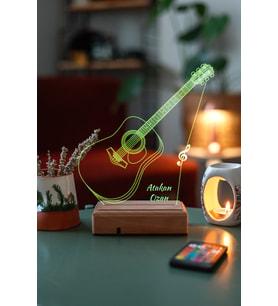 Akustik Gitar 16 Renk Kumandalı 3D Gece Lambası