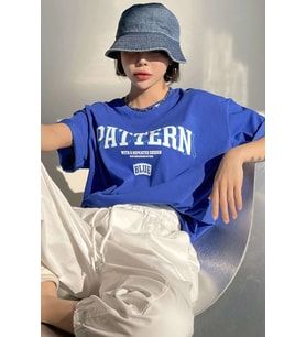 Unisex Pattern Blue Baskılı Tasarım Tshirt (Mavi)