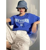 Unisex Pattern Blue Baskılı Tasarım Tshirt (Mavi)