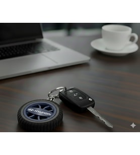 Hyundai Uyumlu Özel Tasarım Araba Anahtarlığı - Premium Hafif ve Dayanıklı Anahtarlık (Mavi)