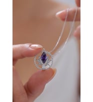 Gümüş Lotus Çiçeği Kolye  925 Ayar Gümüş Kolye (Mor)