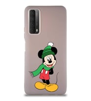 Huawei Y7A Soft Premier Kapak Mickey Mouse-G Tasarımlı Silikon Kılıf - Pudra (Şeffaf)