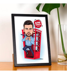 Kişiye Özel Kahramana Dönüşen Erkek Karikatürlü Resim Çerçevesi