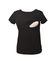 LuvmaBelly  Maternity 2501_2516 Pamuklu Lohusa Emzirme Tshirt (9 Renk Mevcut) (Siyah)