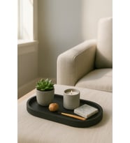 Modern Beton Oval Tepsi – El Yapımı Minimalist Dekoratif & Servis Tepsisi