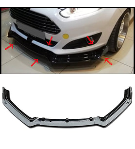 Ford Fiesta Mk5 Ön Lip Parlak Siyah 3 Prç Kulaklı Kırılmaya Dayanıklı ABS
