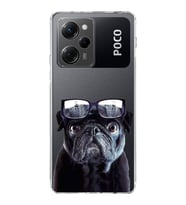PrintiFy Poco X5 Pro 5G ile Uyumlu Köpek 3 Kamera Korumalı Şeffaf Kılıf