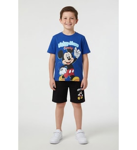 Ekru Erkek Çocuk Mickey Fare Baskılı Şortlu 2li Takım 23970