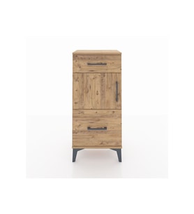 Arges Komodin Tek Raflı 2 Çekmeceli Tek Kapaklı 44x30x96 Çam-Çam
