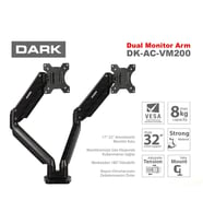 DARK 17/32 DK-AC-VM200 Hareketli Siyah 2 kollu dikey Monitör Askı Aparatı