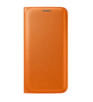 Galaxy S6 Edge ile Uyumlu Flip Wallet (Deri Görünümlü) Turuncu EF-WG925POEGWW