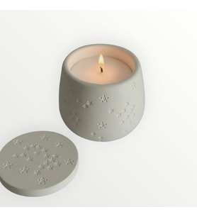 Yıldız desenli Kapaklı kokulu soya wax Mum (Beyaz)