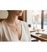 STİL İNCİSİ/XUPING JEWELRY M DÜZ HARF TAŞSIZ KOLYE (Altın Rengi)