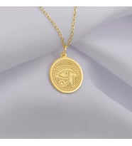 Kişiye Özel 925 Ayar Gümüş Tasarım Ra'nın Gözü Kolye (Gold)