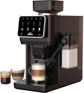 OKKA Barista Pro tam otomatik kahve makinesi, otomatik espresso makinesi, 2 x 15 bar çift kazan sistemi, Retina ekran, 7 kademeli değirmen ve kendi kendine test teknolojisi