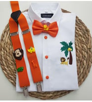 cool partyshop turuncu saferi konseptli erkek çocuk askı papyon gömlek