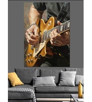 Gitar Çalan Punk Rockçı Dekoratif Kanvas - Mdf Ahşap Tablo