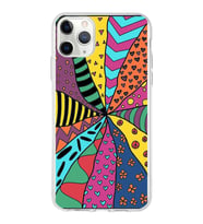 PrintiFy Apple  iPhone 11 Pro ile Uyumlu 1mm Slim Fit Retro Renkler 4 Baskılı Şeffaf  Kılıf
