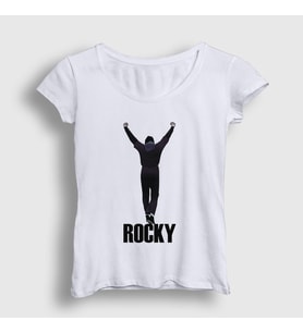 Presmono Kadın Beyaz Training Film Rocky T-Shirt 250518tt