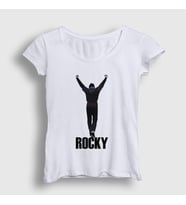 Presmono Kadın Beyaz Training Film Rocky T-Shirt 250518tt