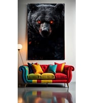 SİYAH BOZ AYI V1 Ev Duvar Salon Güzellik Salonu Ofis Dükkan Dekarasyon Kanvas Tablo (Çok Renkli)