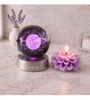 Hediyezin Kişiye Özel Sevgiliye Özel Led Işıklı Satürn Kız Dolunay Lamba Lotus Mum