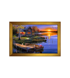 Manzara Temalı Kanvas Tablo 80 x 110 cm Gold Çerçeve