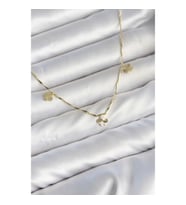Mey İthalat® Pirinç Minimal Gold Renk Yonca Model Kadın Kolye