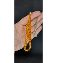 ÇUBUK KEHRİBAR TESBİH SARI RENK KÜRE KESİM T-418 (Çok Renkli)