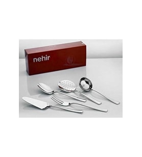 Nehir Sahra Sade 5 Parça Paslanmaz Çelik Servis Takımı (Gümüş)