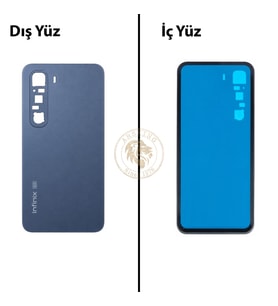 Infinix Hot 60 Mavi Uyumlu Arka Kapak Arka Cam Batarya Pil Kapağı Lazer Kesim Back Cover