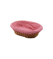 OVAL RENKLİ BEZLİ İP HASIR EKMEK SEPETİ KULPLU TABAN:11.5X20 - AĞIZ:18X28 DERİNLİK:7CM (5343)