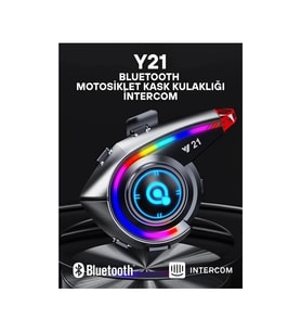 Y21 Rgb Işık Efektli Intercom Bluetooth Motosiklet Kask Kulaklığı Intercom Kulaklık
