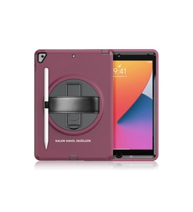 İpad 10.2 (7.nesil) Kılıf Hand Strap Tablet Kılıfı - Mürdüm