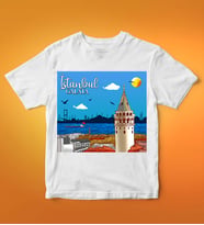 İstanbul Tasarımlı Tişört (Beyaz)